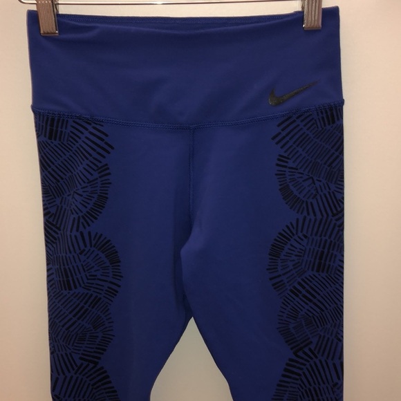 Women's Nike Power Legendary Tidal Printed Training Capri XS Blue Black Running‌ - Picture 3 of 6